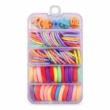 Cumpara ieftin Set accesorii par 26 elastice, 20 elastice spiralate, 20 elastice 2 cm, 5 cleme steluta 0.8 cm, multicolor, cutie organizator