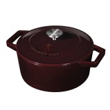 Oală din fontă 24 cm cu capac, 4.35 L Berlinger Haus BH 6497, Burgundy Line, compatibilă cuptor/inducție