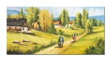 Cumpara ieftin Tablou pictat manual living, Amintiri din copilarie, la bunici, 120x60cm ulei pe panza, Constantin Feraru