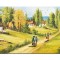 Tablou pictat manual living, Amintiri din copilarie, la bunici, 120x60cm ulei pe panza, Constantin Feraru