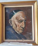 16 x 14 cm miniatura Portret de barbat, ulei pe placaj, semnat, Portrete, Realism