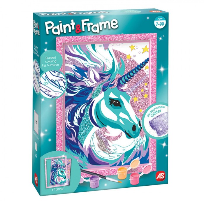 Set Pictură Numere, AS, Fairytale Unicorn, Multicolor, Acrilic, V&acirc;rstă 7+ ani