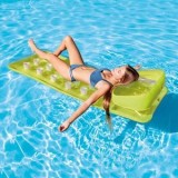 Saltea gonflabila pentru plaja, 1.88x0.71m, cu perna integrata si suporturi pentru bauturi, Verde, CMCLASS