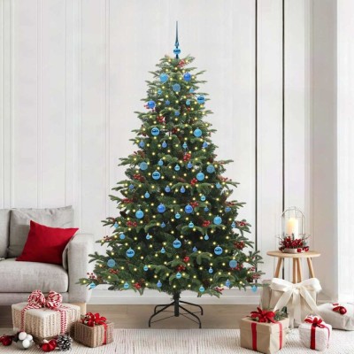 vidaXL Brad de Crăciun artificial Verde 210 cm PVC și metal și plastic 3395566 foto