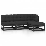 vidaXL Set mobilier de grădină cu perne, 4 piese, lemn masiv pin