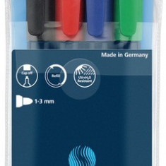 Permanent Marker Schneider Maxx 130, Varf Rotund 1-3mm, 4 Culori/set - (n, R, A, V)