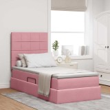 Cumpara ieftin Pat cu LED si saltea Roz 100 x 200 cm Catifea