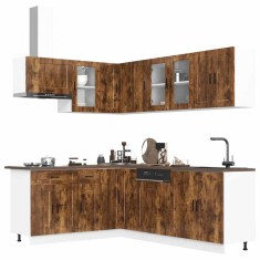 vidaXL Set dulap de bucătărie din 11 piese &bdquo;Porto&rdquo; stejar afumat Lemn 3314906