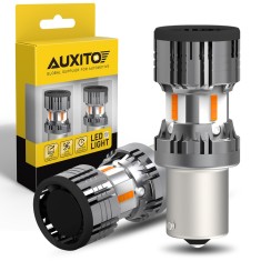 Set 2 becuri LED Auxito&reg; Canbus PY21W Ba15s 1156, Semnalizare, Portocaliu cu pini decalat