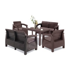Set mobilier de grădină Corfu Duo cu masă Melody maro