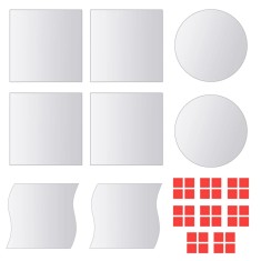vidaXL Placi de oglinda de perete din opt piese, sticla multi-forma foto