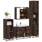 Gossi set de mobilier de baie din 4 piese din lemn de stejar maro