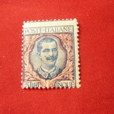 Timbru Italia 1901 Rege V.Emanuel III , 5 Lire