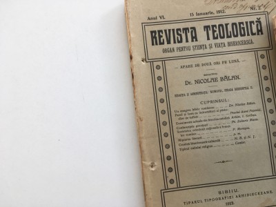 REV. TEOLOGICA -SIBIU1912-nr2 TEXTE DE I.SCRIBAN,AUREL POPOVICI,NICOLAE BALAN.. foto