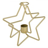 șipcă Decorativă Crăciun, Model Stea Dublă, Culoare Aurie, Dimensiuni 13x6.5x13cm, Metal, Oem
