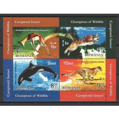 Romania 2015 - LP 2054 nestampilat - Campionii faunei, recorduri - bloc