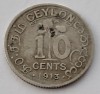 Ceylon , 10 Cents 1913 , George V, Asia