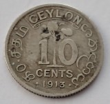 Ceylon , 10 Cents 1913 , George V