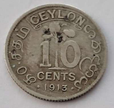 Ceylon , 10 Cents 1913 , George V foto