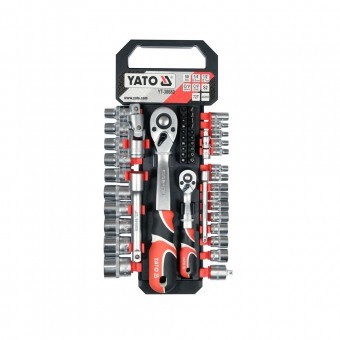 Set tubulare cu accesorii clichet 1/4&amp;#039;&amp;#039;, 1/2 &amp;#039;&amp;#039;, 51 piese, Cr-V foto