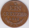 1. Austria 1 Kreuzer Creitar Krajczar 1816 A Viena, Europa, Cupru (arama)