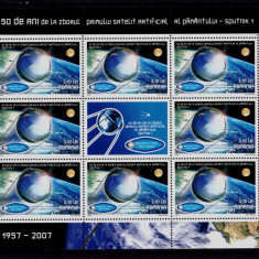 RO 2007 ,LP 1785b ,"50 ani satelitul Sputnik 1"- mcoala de 8M+vinieta ,MNH
