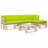 VidaXL Set mobilier paleți cu perne, 4 piese, lemn de pin tratat