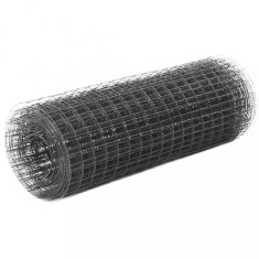 vidaXL Plasă de s&acirc;rmă găini, gri, 10 x 0,5 m, oțel cu &icirc;nveliș PVC 143646