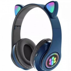 Casti audio wireless pentru copii, Cat Paw Ear, albastru OMC