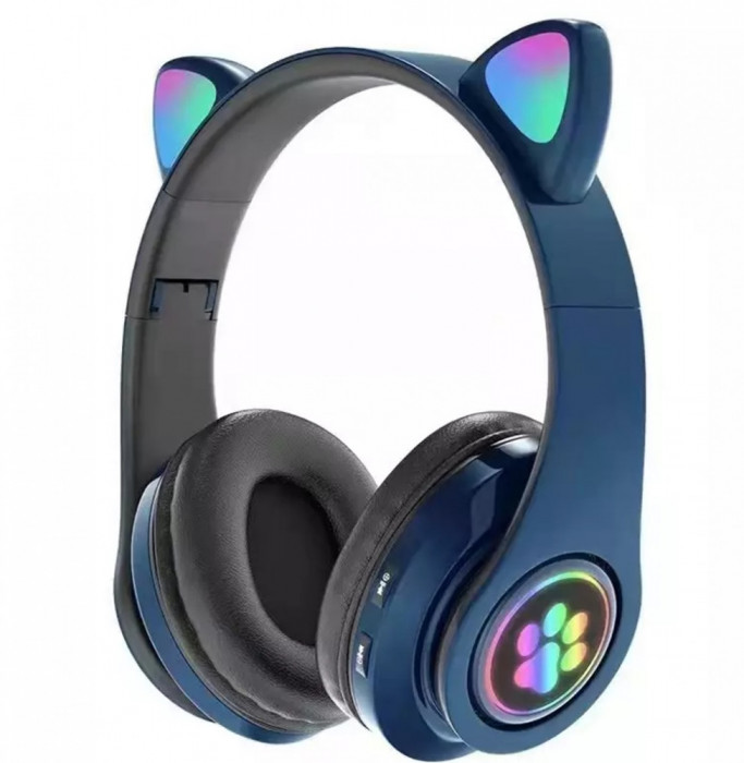 Casti audio wireless pentru copii, Cat Paw Ear, albastru OMC