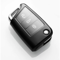Husa Cheie Auto VW TPU+PC NEAGRA Cheie Briceag VW Golf7 SKODA Superb Octavia