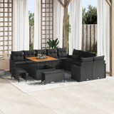 Set Canapele Grădină vidaXL 13 Piese Pernuțe Negru Poliratan Acacia, Set Canapea Grădină vidaXL 2 Piese Pernuțe Negru Poliratan, Set Masă Grădină vida