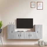 Cumpara ieftin Set dulap TV, 4 piese, gri beton, lemn prelucrat