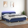 VidaXL Pat cu arcuri, saltea și LED, albastru, 180x200 cm, textil 3133979