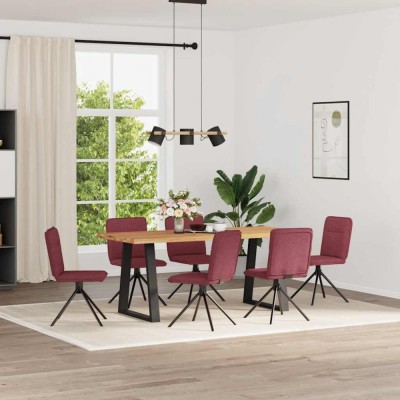 vidaXL Scaune de bucătărie pivotante, 6 buc., roșu vin, textil foto