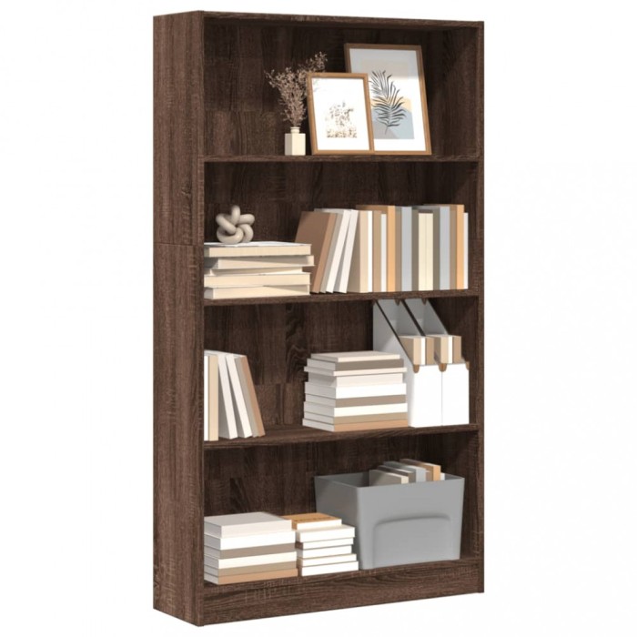 Gossi biblioteca, stejar maro, 80x24x143 cm, lemn prelucrat