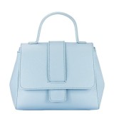 Cumpara ieftin Geanta dama piele naturala Sofiline albastru, model mana/umar, casual, 19x24x12 cm, cu capse magnetice auriu