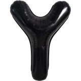 Balon folie metalizata litera y, flippy, 40 cm, umflati cu heliu sau aer, ambalaj individual, pai inclus, negru