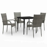 Cumpara ieftin Set de servit masa pentru gradina, 5 piese, gri si negru