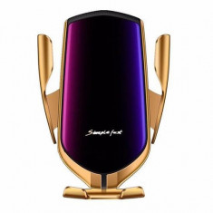 Suport Auto Automatic cu Incarcare Wireless 10W - Iberry Simple Fast Gold foto