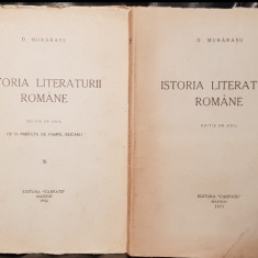 ISTORIA LITERATURII ROMANE EDITIE DE EXIL D MURARASU 1954 CARPAȚII MADRID 2VOL