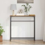 vidaXL Masă Consolă Lemn Vechi 75x19.5x75cm, Raft Metalic Maro, Stil Industrial, Mobilă Living
