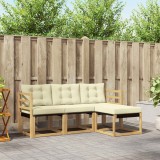 vidaXL Set de canapele de exterior cu pernă 4 pcs Alb și crem 3389344