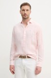 Hackett London camasa de in barbati, culoarea roz, cu guler clasic, regular, HM3010266