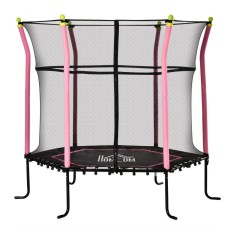 Trambulina copii 3-10 ani, 161x163 cm, cu plasa protectie, negru si roz, max 60 kg GartenVIP DiyLine foto