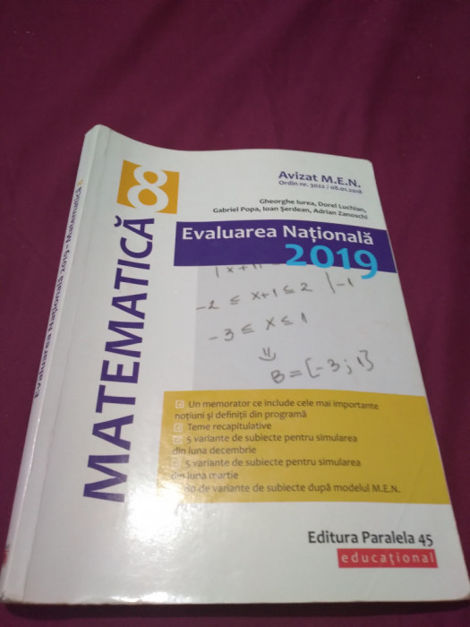 MATEMETICA EVALUARE NATIONALA 2019 GHEORGHE IUREA CLASA VIII