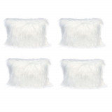 Set 4 perne decorative pufoase din blanita artificiala, 30x50 cm, culoare alb, Palmonix