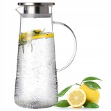 Carafa din sticla borosilicata 1,2 L Koken, Calitate Premium, capac din inox, pentru apa, sucuri, limonada, Termorezistenta de la -20&deg;C pana la +150&deg;C