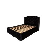 Pat Matrimonial Natalia tapitat cu somiera rabatabila diverse dimensiuni, culoare negru - 140x200