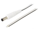 Cablu Alb 2x0,5mm2 DC 5,5/2,1 Mufă Drept 1,5m, WEST POL